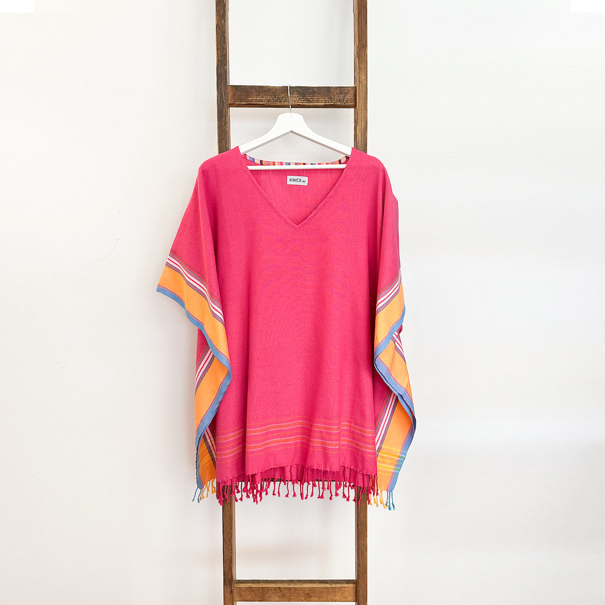 Kikoi V-Neck Poncho Baumwolle Light Fuchsia