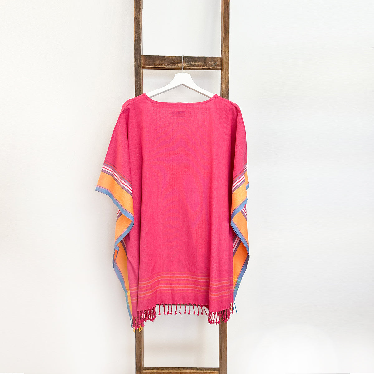Kikoi V-Neck Poncho Baumwolle Light Fuchsia