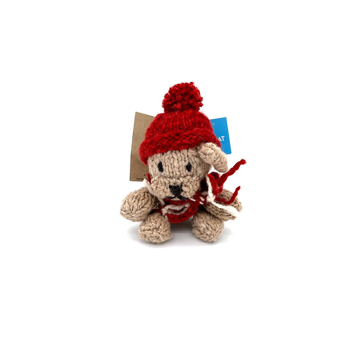 Bär mit Hut Wolle Small Kuscheltier Beige Rascal