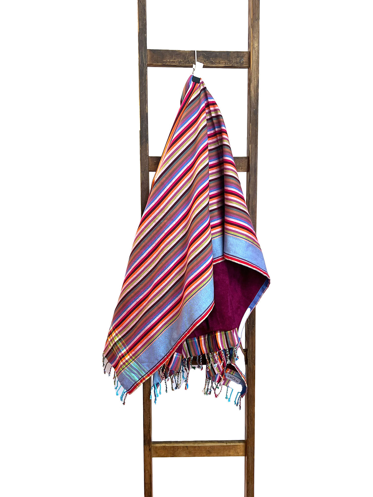 Kikoi Handtuch Baumwolle Red Turquise Autumnstripe Purple Frottee