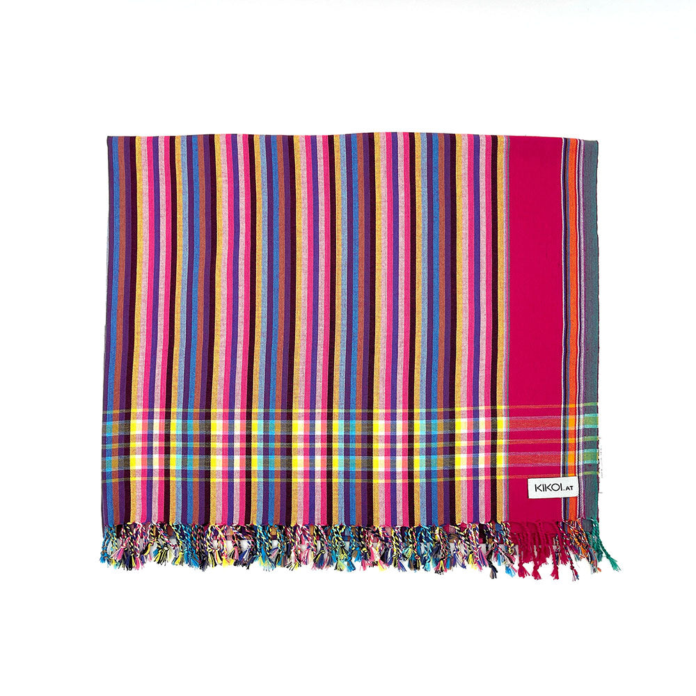 Kikoi Tuch Bauwolle Dark Pink Springstripe